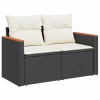 6-delige Loungeset met kussens poly rattan zwart - thumbnail