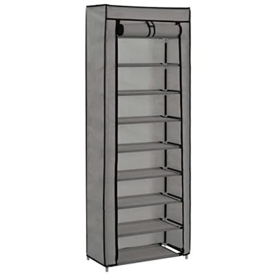 VidaXL Schoenenkast met hoes 57x29x162 cm stof grijs VidaXL Schoenenkast met hoes 57x29x162 cm stof grijs