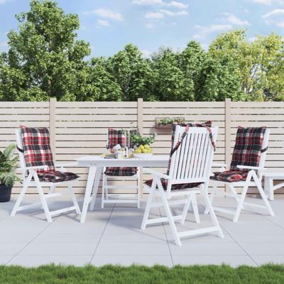 VidaXL Stoelkussens 4 st hoge rug ruitpatroon oxford stof rood
