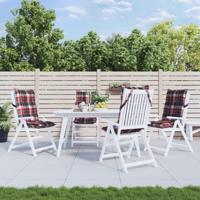 VidaXL Stoelkussens 4 st hoge rug ruitpatroon oxford stof rood - thumbnail