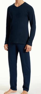 Schiesser Uncover pyjama met V-hals blauw
