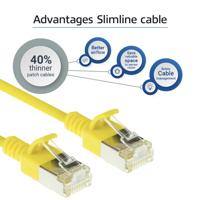 ACT Gele 0,5 meter LSZH U/FTP CAT6A datacenter slimline patchkabel snagless met RJ45 connectoren - thumbnail