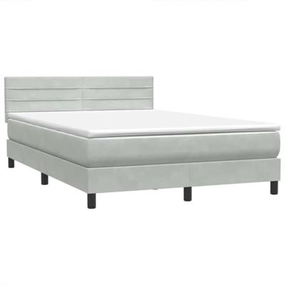 Boxspring met matras fluweel lichtgrijs 160x220 cm