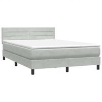 Boxspring met matras fluweel lichtgrijs 140x210 cm - thumbnail