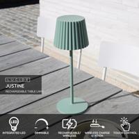 Lucide JUSTINE - Oplaadbare Tafellamp Binnen/Buiten - Accu/Batterij - LED Dimb. - 1x2W 2700K - IP54 - Met draadloos oplaadstation - Groen - thumbnail