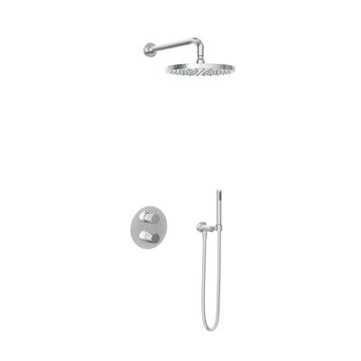 Hotbath Buddy - Inbouw Regendoucheset - Thermostatisch - Wandarm 35 cm - Hoofddouche 300 mm - Staafhanddouche - met 2-Weg Stop-Omstel - Waterbesparend - V01