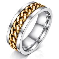 Stalen herenring met Cubaanse gouden ketting-21.5mm - thumbnail