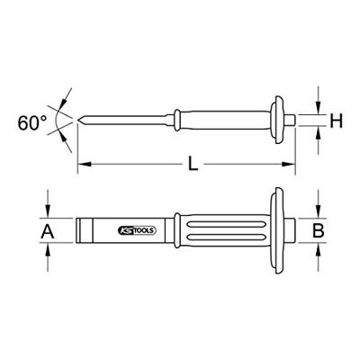 KS Tools 162.0471 Platte beitel met handgreep, 240 mm