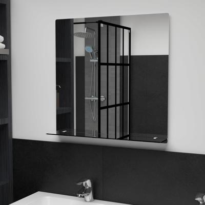 VidaXL Wandspiegel met schap 60x60 cm gehard glas VidaXL Wandspiegel met schap 60x60 cm gehard glas