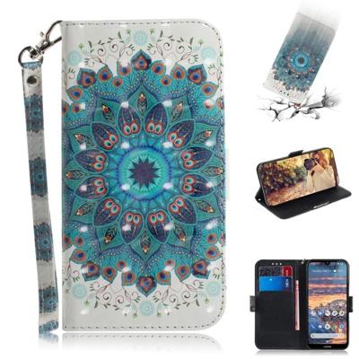 3D gekleurde tekening Pauw krans patroon horizontale Flip lederen case voor Nokia 4 2 met houder & card slots & portemonnee 3D gekleurde tekening Pauw krans patroon horizontale Flip lederen case voor Nokia 4 2 met houder & card slots & portemonnee
