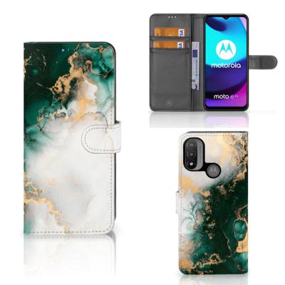 Bookcase voor Motorola Moto E20 | E30 | E40 Marmer Groen Bookcase voor Motorola Moto E20 | E30 | E40 Marmer Groen