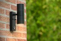 Lucide ARNE-LED IR - Wandspot / Wandlamp Binnen/Buiten - Ø 6,3 cm - LED - GU10 - 2x5W 2700K - IP44 - Beweging & dag/nacht sensor - Zwart - thumbnail