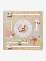 Houten kalenderklok meerkleurig - thumbnail