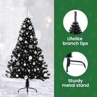 VidaXL Kunstmatig voorverlicht kerstboom met 150 led zwart 150 cm pvc - thumbnail