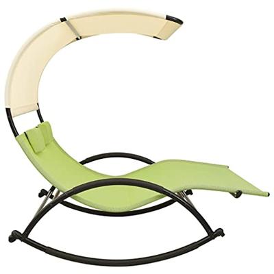 Ligbed tweepersoons met luifel textileen groen en crmekleurig