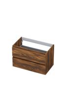 Onderkast INK 2 laden greeploos met houten keerlijst 80 cm x 45 cm x 52 cm Noten 1257127 - thumbnail