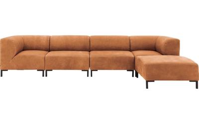 Goossens Excellent Bank Marshall Met Hocker cognac, leer, 2 x 1,5-zits, urban industrieel