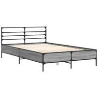 Bedframe bewerkt hout metaal grijs sonoma eiken 140x200 cm - thumbnail