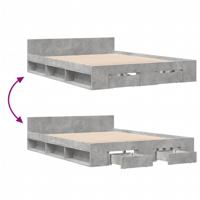 Bedframe met lades bewerkt hout betongrijs 120x200 cm - thumbnail
