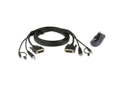 ATEN KVM Aansluitkabel [1x DVI-D-stekker, USB-A 2.0 stekker, Jackplug male 3,5 mm - 1x DVI-D-stekker, USB 2.0 bus A, Jackplug male 3,5 mm] 3.00 m Zwart