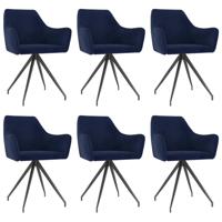 vidaXL Eetkamerstoelen 6 st fluweel blauw - thumbnail