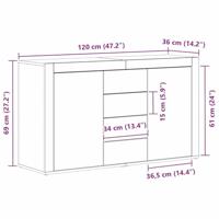 Dressoir met lade Zwart 120 x 36 x 69 cm Bewerkt hout - thumbnail