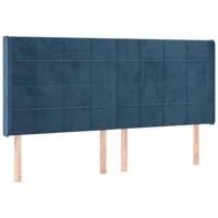 Hoofdbord met randen 163x16x118/128 cm fluweel donkerblauw - thumbnail