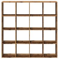 Boekenkast 137,5x29x137,5 cm bewerkt hout oud houtkleurig - thumbnail