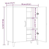 Dressoir 70x34x90 cm bewerkt hout artisanaal eikenkleur - thumbnail