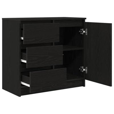 Dressoir met lade 71x35x65 cm spaanplaat zwart eikenkleurig