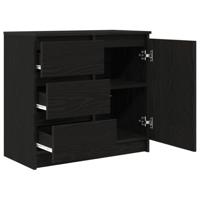 Dressoir met lade 71x35x65 cm spaanplaat zwart eikenkleurig - thumbnail