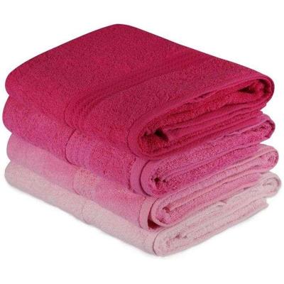 Set van 4 badhanddoeken - 70 x 140 cm - Roze