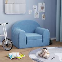 Kinderslaapbank zacht pluche blauw - thumbnail