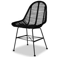 Eetkamerstoelen 4 st natuurlijk rattan zwart - thumbnail