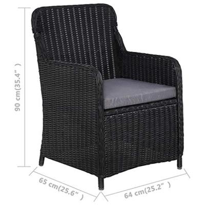 Tuinstoelen met kussens 2 st poly rattan zwart - thumbnail