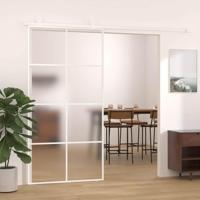 VidaXL Schuifdeur 102,5x205 cm mat esg-glas en aluminium wit - thumbnail