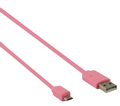 Micro USB kabel plat (roze 1m) voor o.a. smartphones Micro USB kabel plat (roze 1m) voor o.a. smartphones
