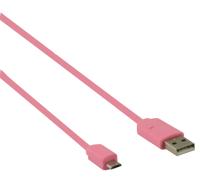 Micro USB kabel plat (roze 1m) voor o.a. smartphones - thumbnail