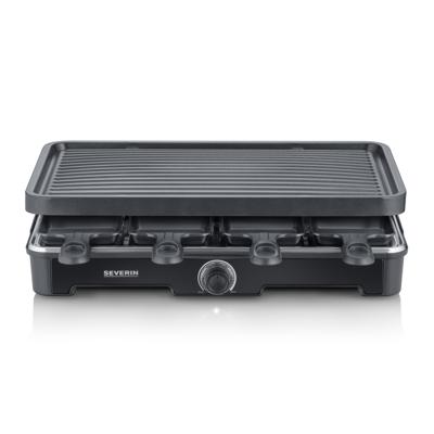 Raclettemachine - SEVERIN - RG9670 - 8 personen - Grote kookplaat met antiaanbaklaag 41,7 x 26,3 cm - 1400 W - Zwart