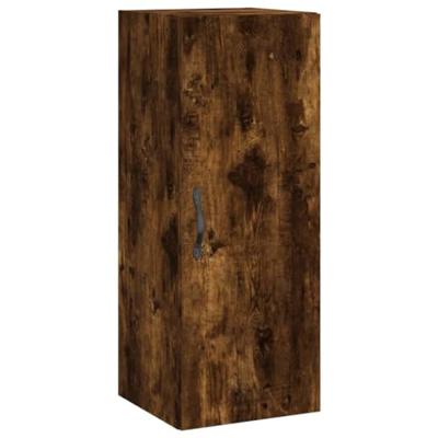 Hoge kast 34,5x34x180 cm bewerkt hout gerookt eikenkleurig