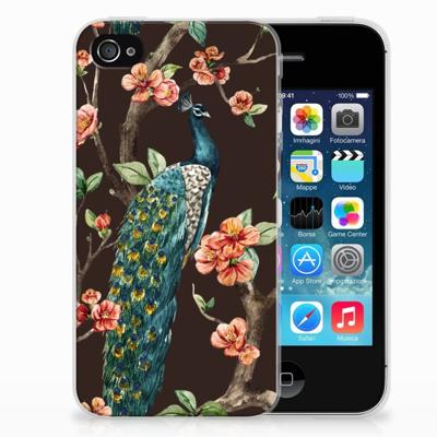 Apple iPhone 4 | 4s TPU Hoesje Pauw met Bloemen Apple iPhone 4 | 4s TPU Hoesje Pauw met Bloemen