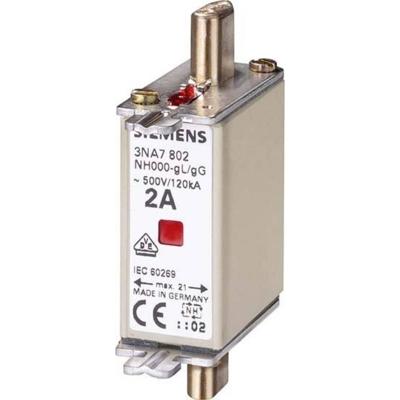 Siemens 3NA7822 Zekeringsinzetstuk Met mechanische beveiligingsweergave Geschikt voor Zekeringsgrootte 000-4 Afmeting zekering : 0 63 A 500 V 3 stuk(s)