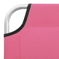Ligbed inklapbaar staal en stof roze - thumbnail