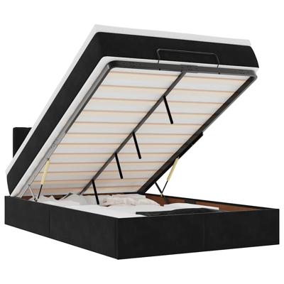 Ottoman bed met matras en LED's 140x190cm fluweel zwart - thumbnail