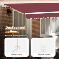 VidaXL Inklapbaar zonnescherm bordeauxrood 350 x 200 cm stof - thumbnail