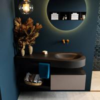 MONDIAZ RIVA 120cm badmeubel onderkast / planchet kleur Smoke met 1 lade. Wastafel DULCET rechts 0 kraangaten kleur Urban. - thumbnail