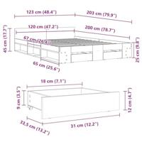 Bedframe met lades bewerkt hout sonoma eikenkleurig 120x200 cm - thumbnail