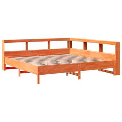 Bed met boekenkast zonder matras grenenhout wasbruin 180x200 cm
