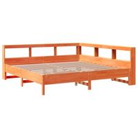 Bed met boekenkast zonder matras grenenhout wasbruin 180x200 cm - thumbnail