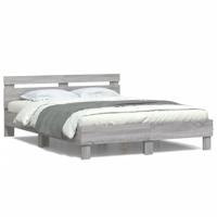 Bedframe met hoofdeinde en LED grijs sonoma eiken 200x200 cm - thumbnail